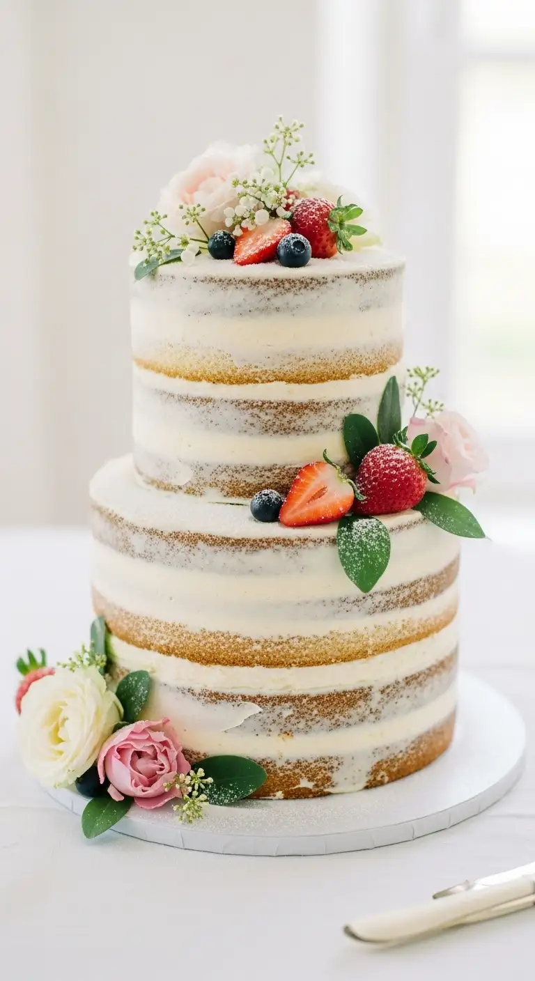 Neutral Ombre Wedding Cake Design Cake with Delicate Accents