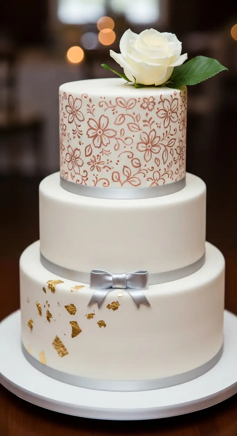 Neutral Ombre Wedding Cake Design Tiered Cake with Soft Ruffles