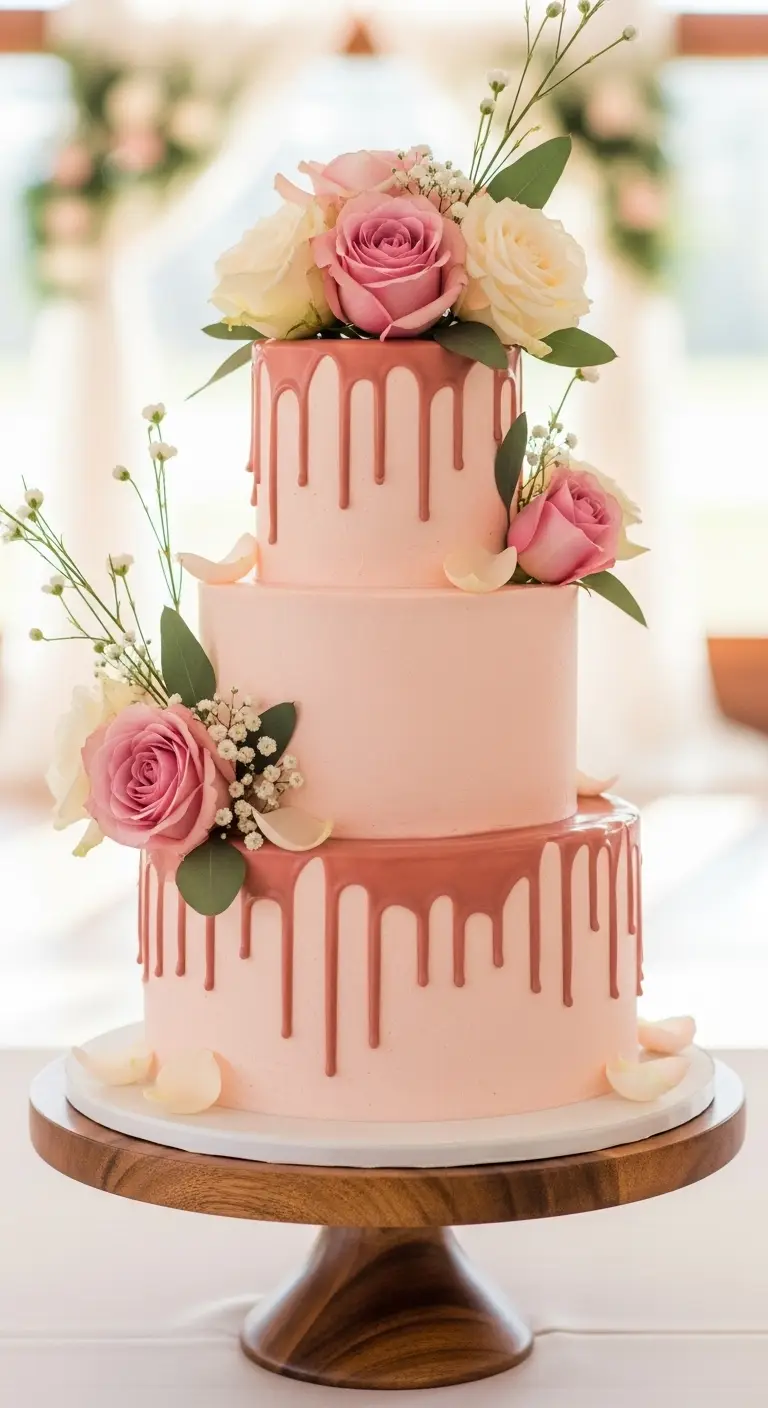 Neutral Ombre Wedding Cake Design 5. Minimalist Blush Pink Cake with Clean Modern Lines