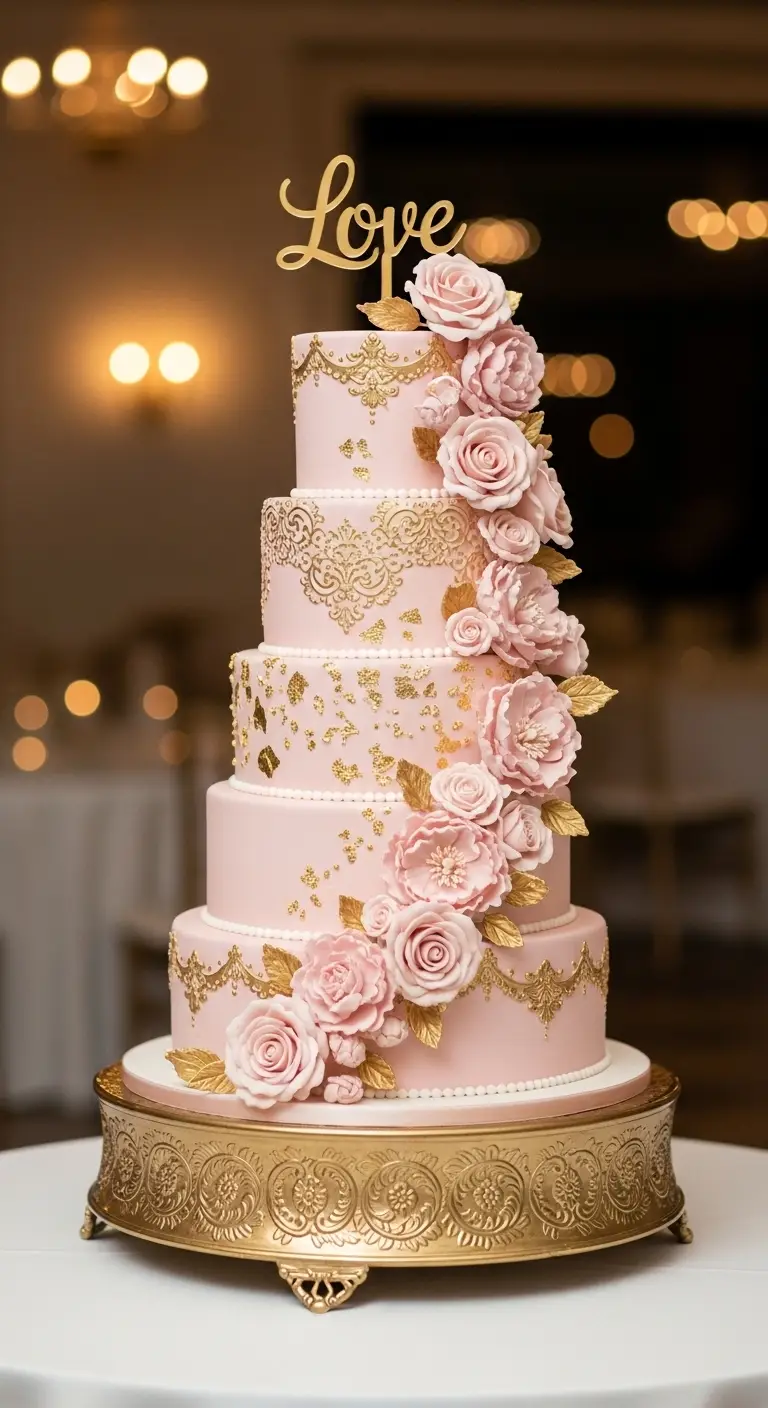Neutral Ombre Wedding Cake Design 3. Textured Blush Pink Cake with Rustic Elegant Charm