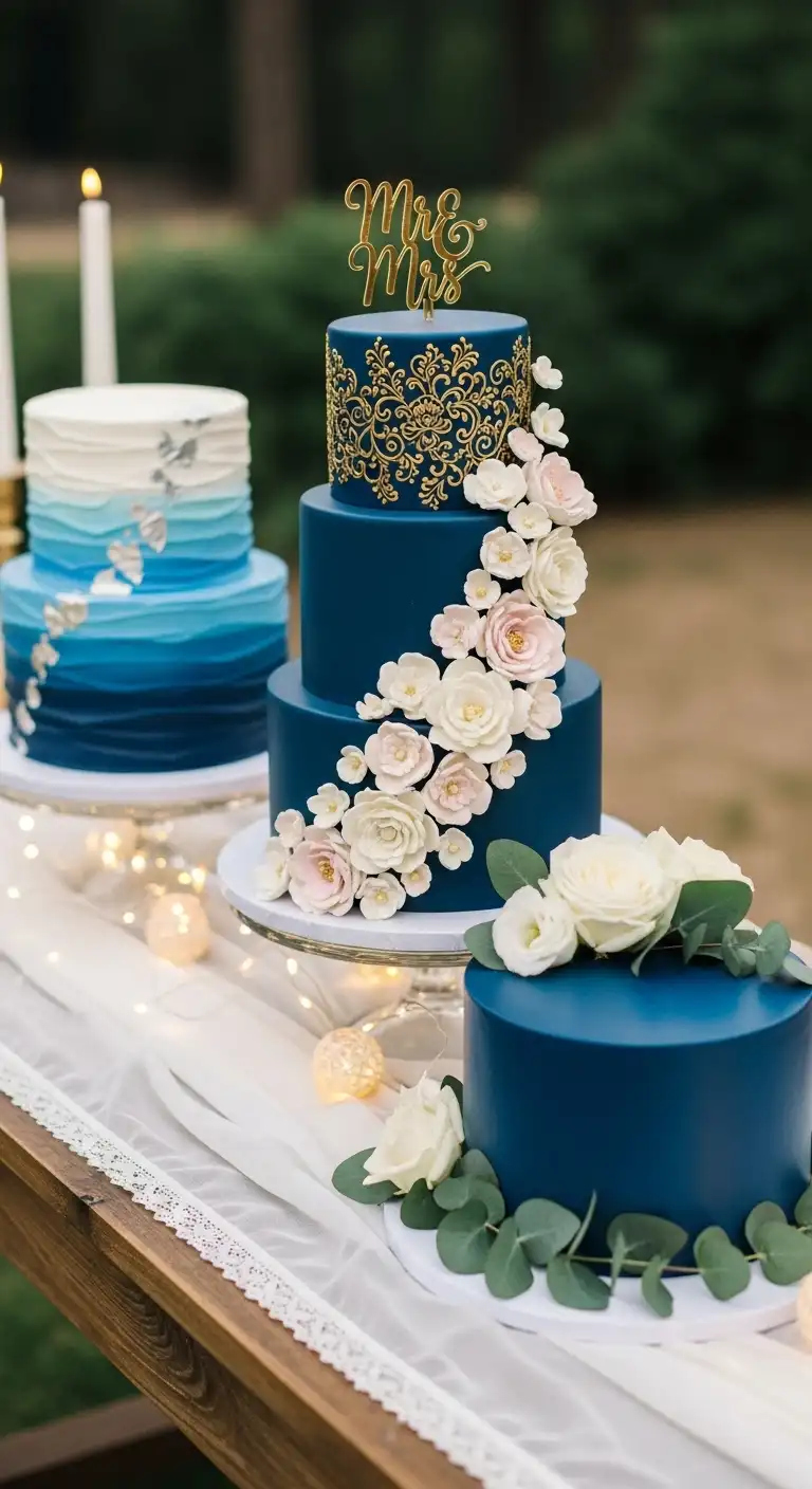 Ombre Rusty Orange Wedding Cake Navy Blue Wedding Cakes