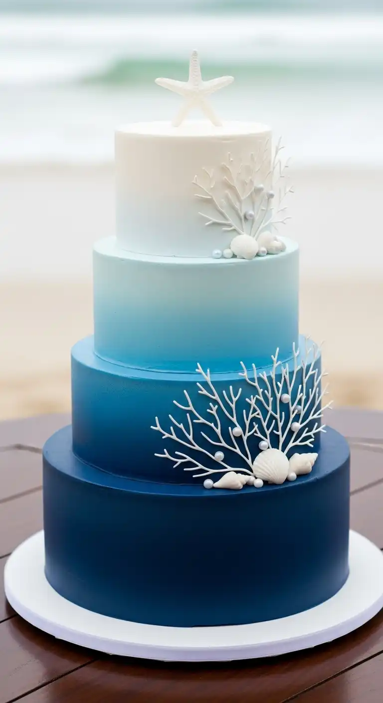 Ombre Rusty Orange Wedding Cake Navy Blue Wedding Cake Ideas with Ombre Layering