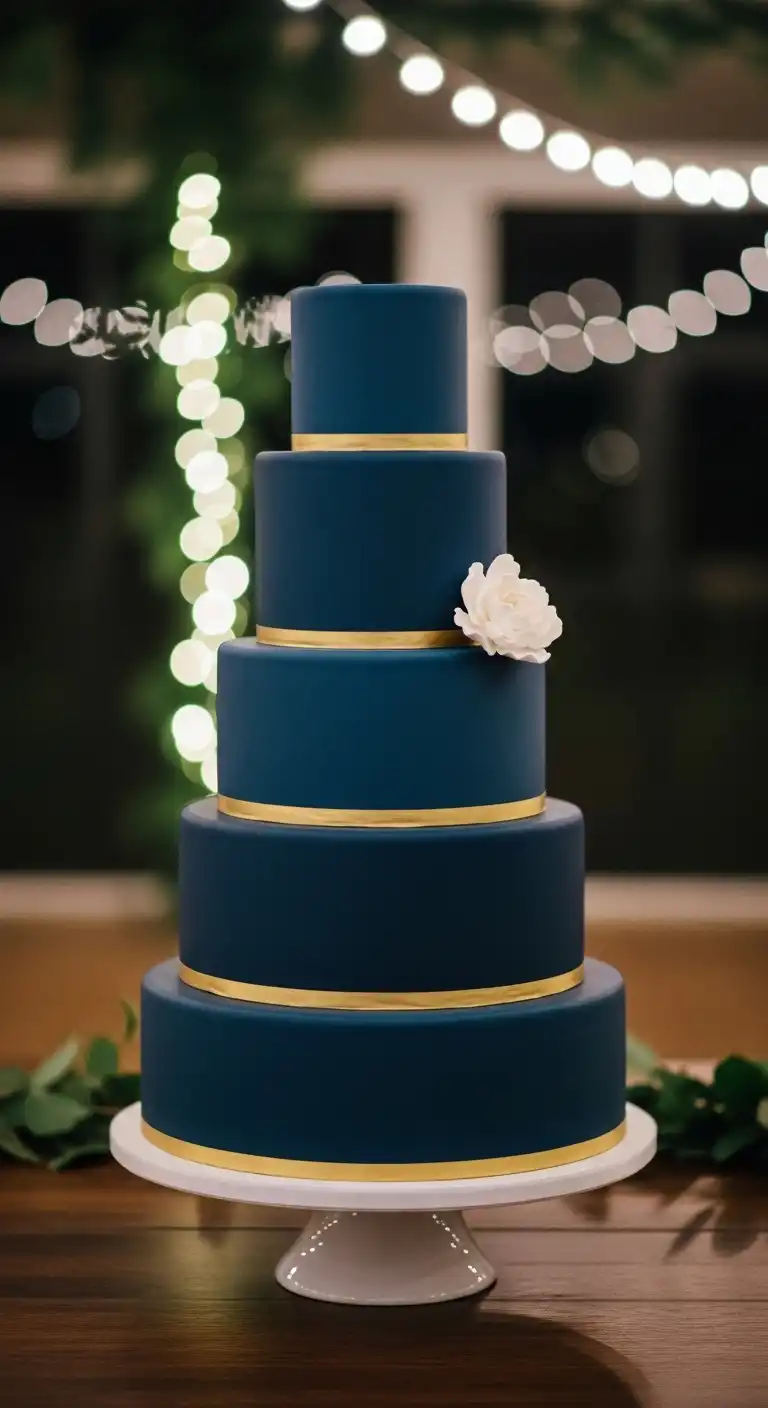 Ombre Rusty Orange Wedding Cake Navy Blue Wedding Cake Ideas with Minimalist Tier Designs