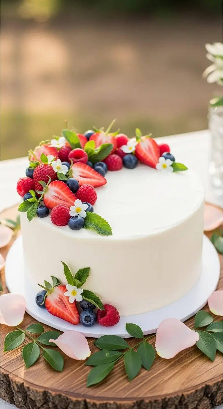 Neutral Ombre Wedding Cake Design Simple One Tier Summer Wedding Cake for Intimate Ceremonies