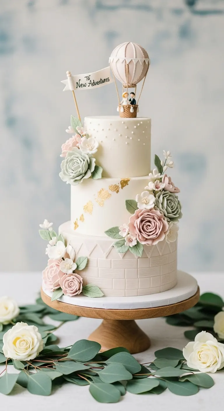 Neutral Ombre Wedding Cake Design Whimsical Neutral Wedding Cake Design