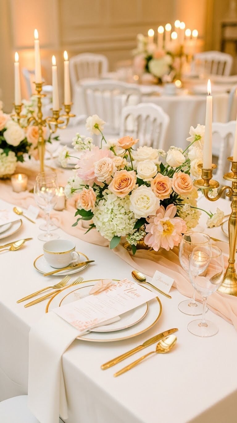 Aisle Runners with Coastal Motifs 12 – Soft Peach and Ivory Grace