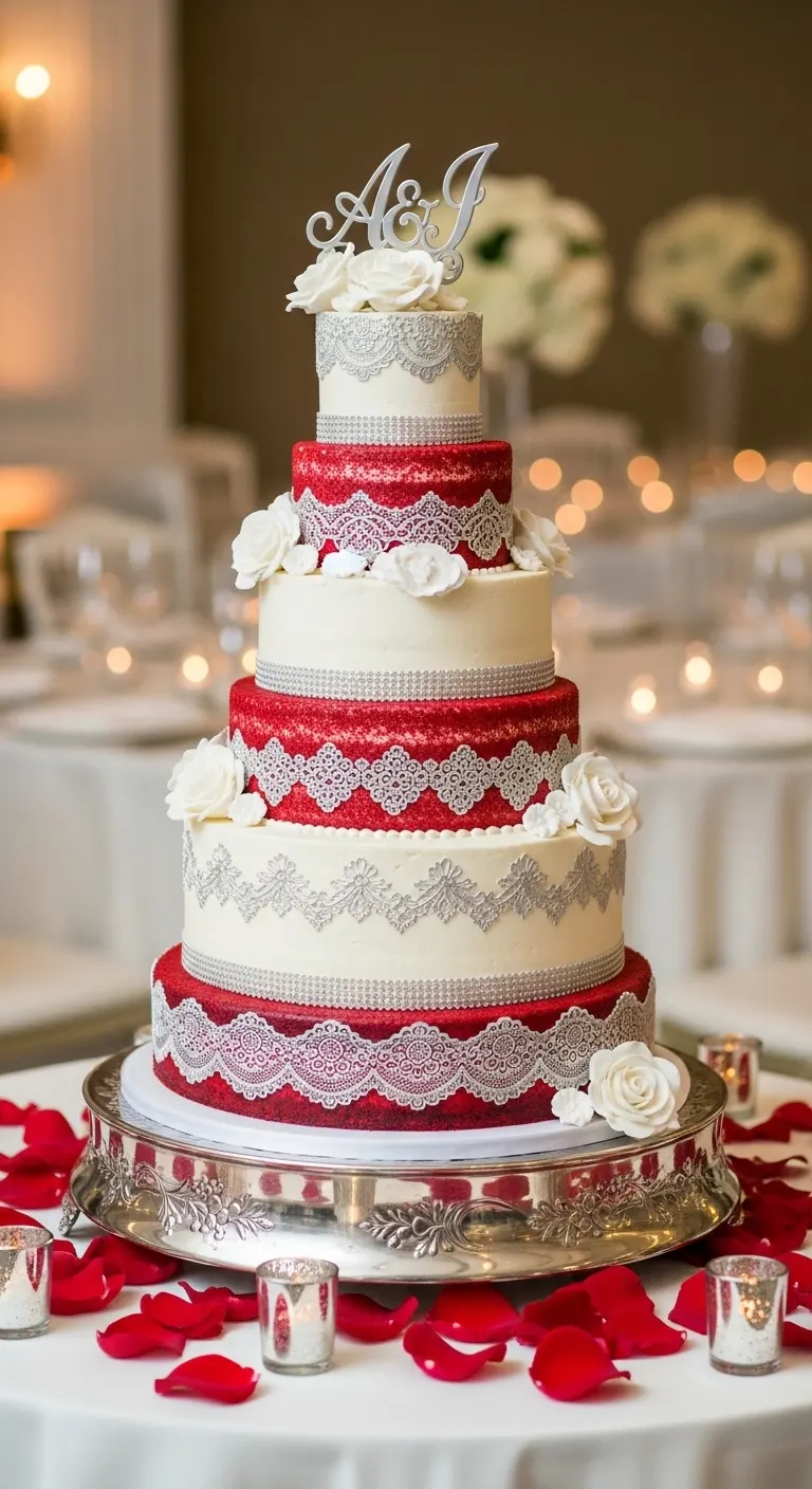 Neutral Ombre Wedding Cake Design Red Velvet Wedding Cake