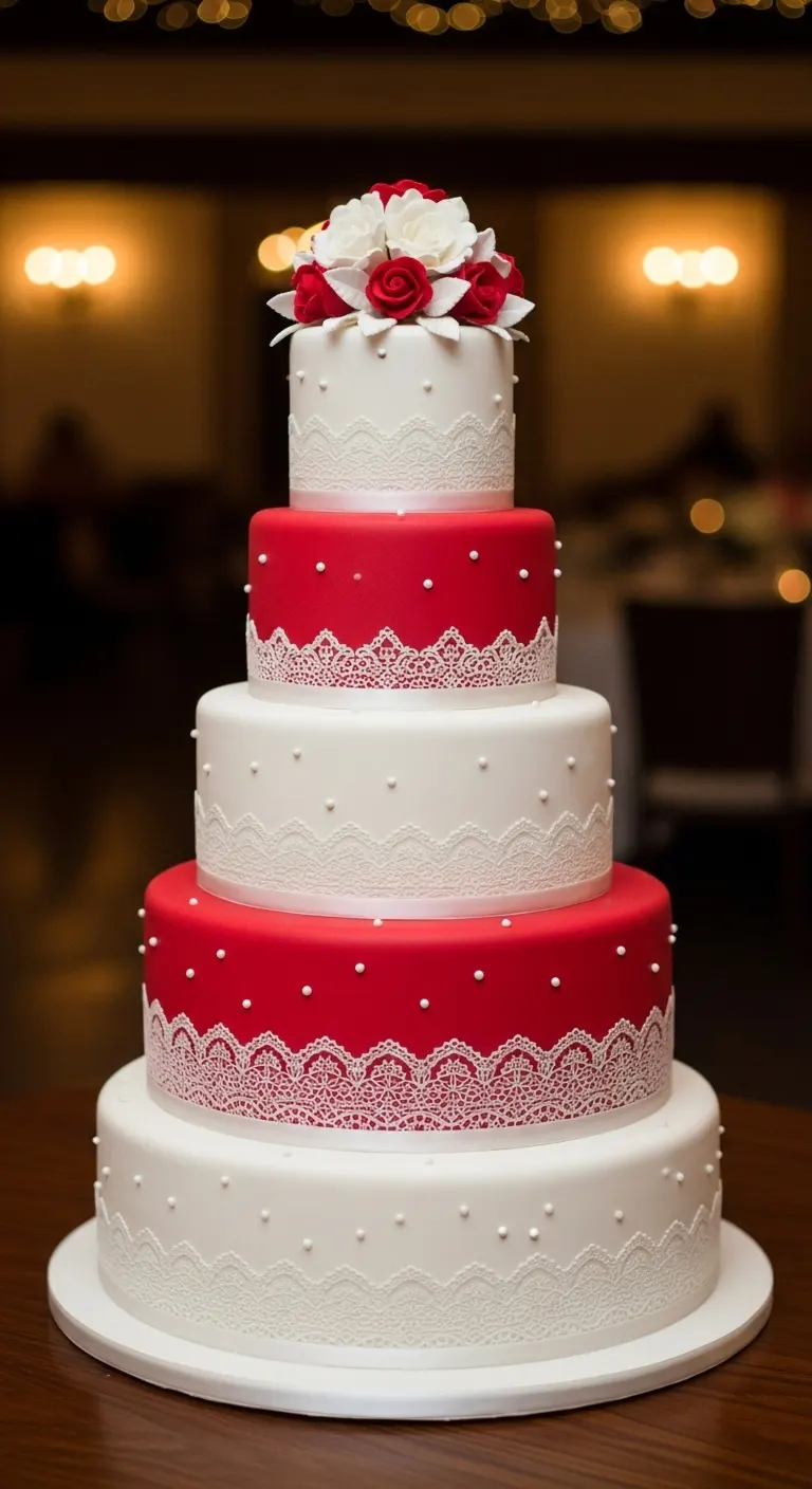 Neutral Ombre Wedding Cake Design Red and White Layered Wedding Cake