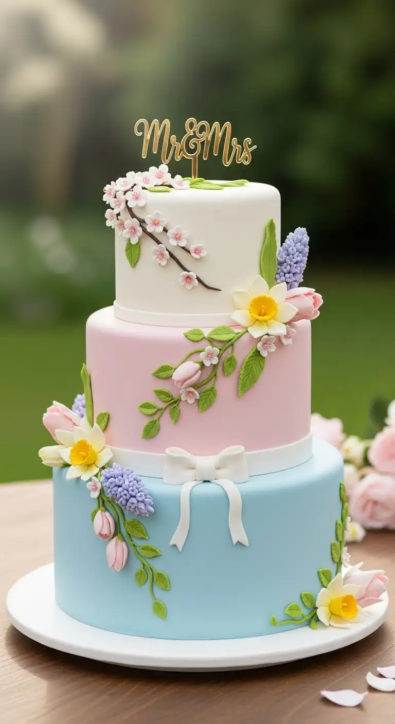 Neutral Ombre Wedding Cake Design Spring Wedding Cake Designs