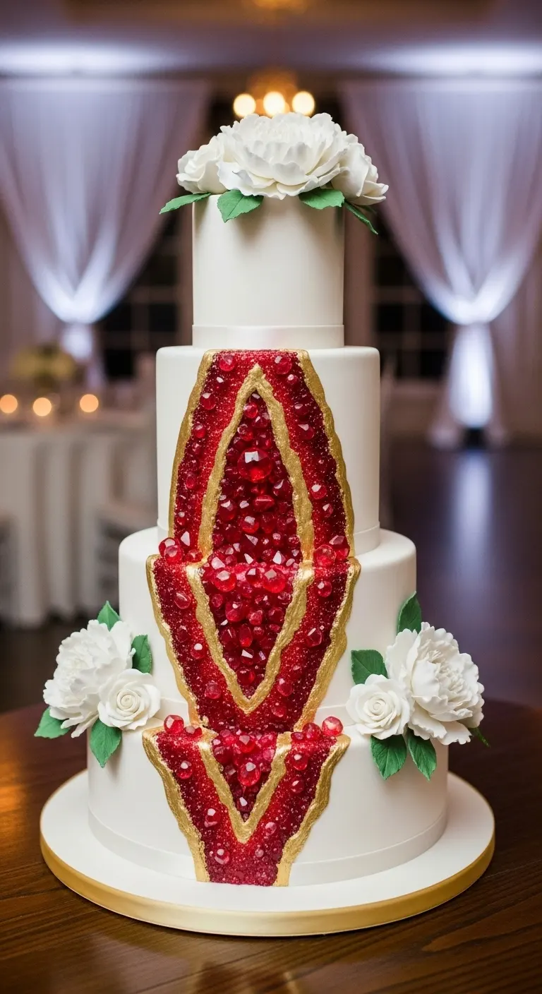 Neutral Ombre Wedding Cake Design Red Geode Wedding Cake
