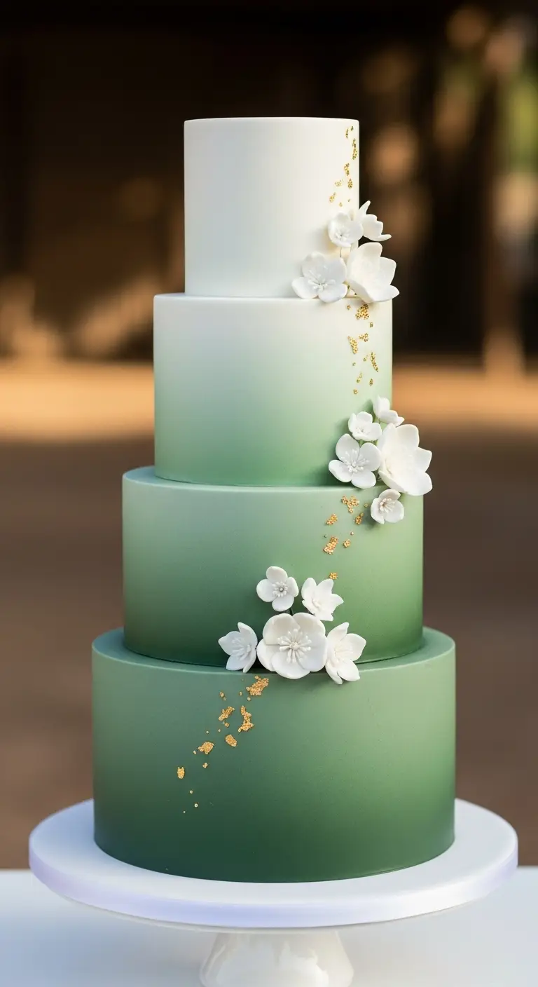 Neutral Ombre Wedding Cake Design Ombre Sage Green Wedding Cake Layers