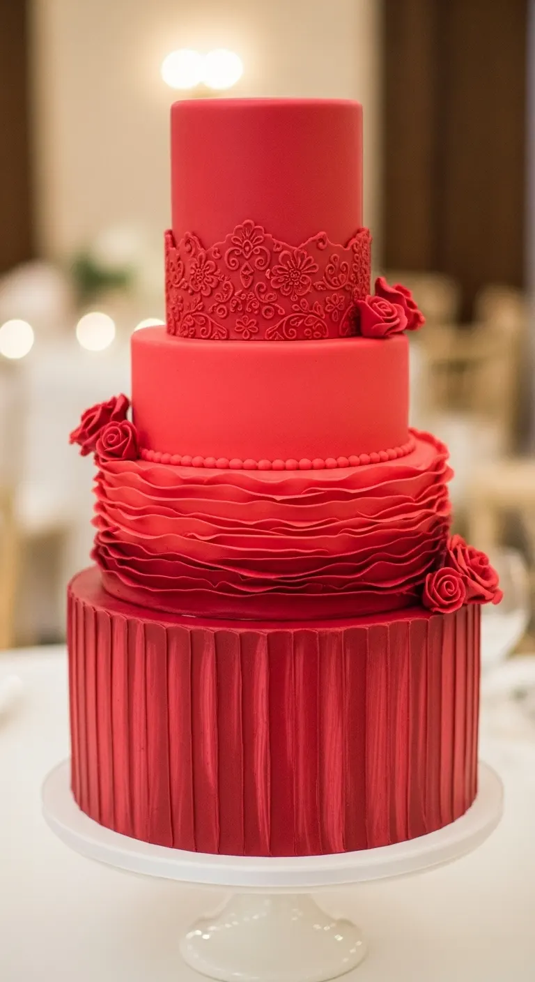 Neutral Ombre Wedding Cake Design Red Textured Wedding Cake