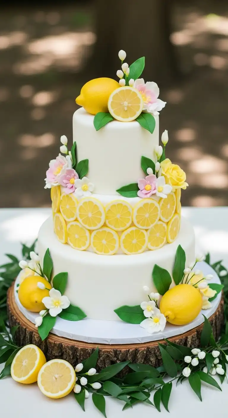 Neutral Ombre Wedding Cake Design Lemon Inspired Spring Wedding Cake