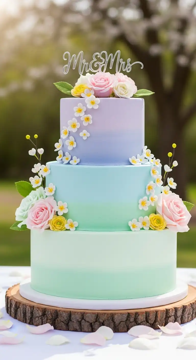 Neutral Ombre Wedding Cake Design Ombre Spring Wedding Cake