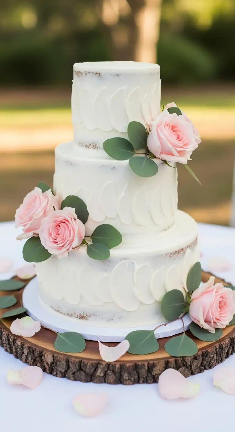 Neutral Ombre Wedding Cake Design Buttercream Textured Rustic Wedding Cake