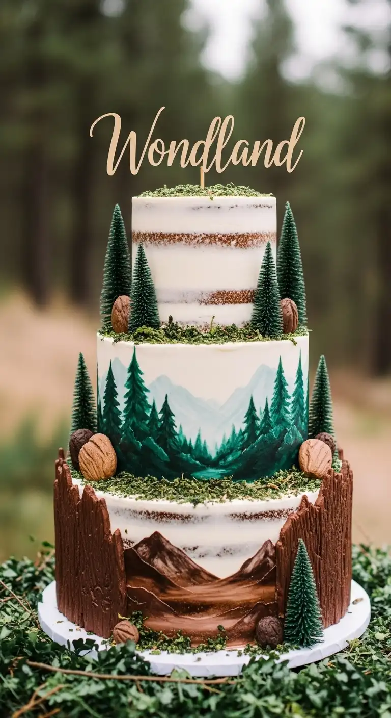 Neutral Ombre Wedding Cake Design Woodland Inspired Rustic Wedding Cake