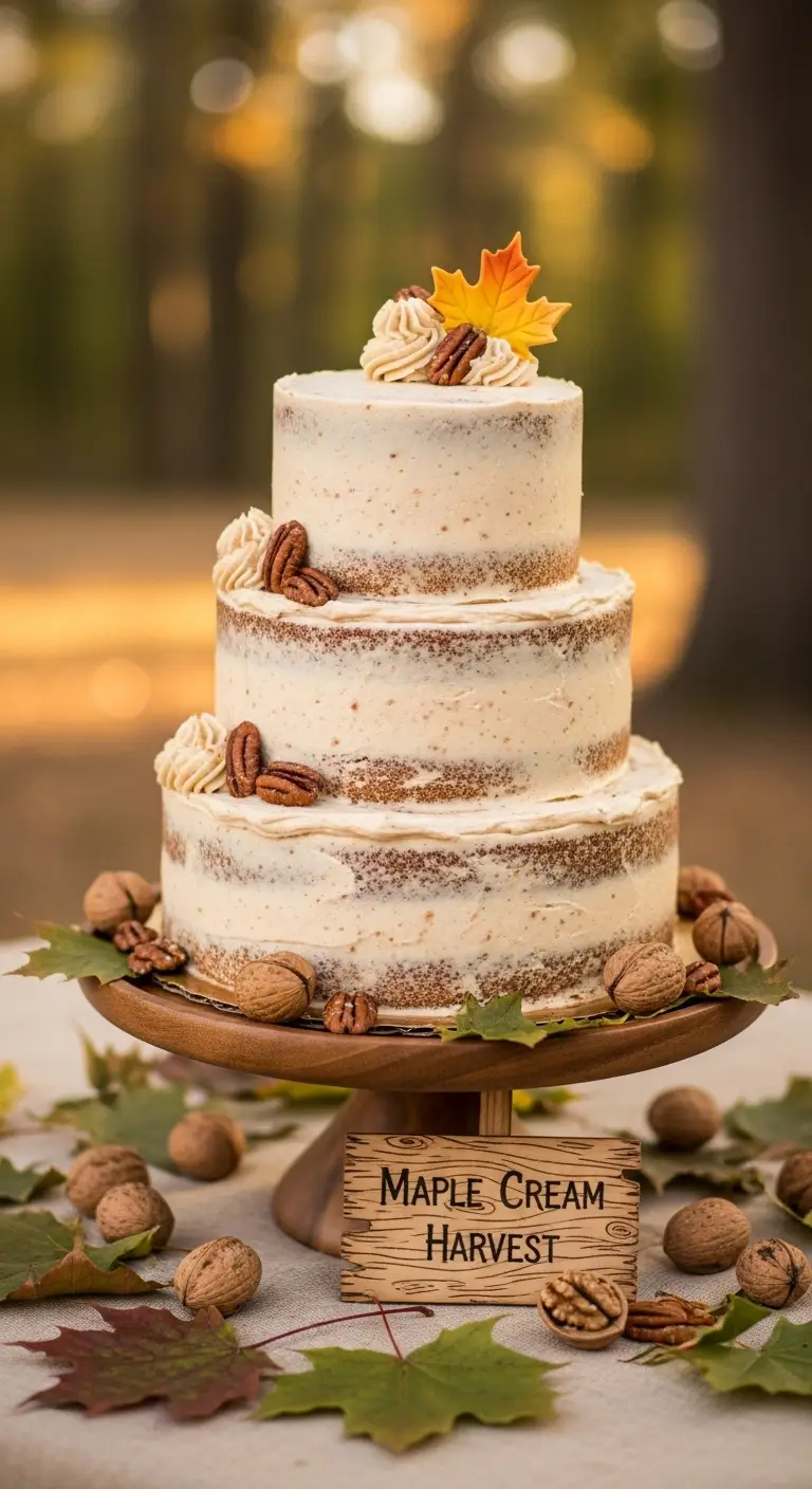 Neutral Ombre Wedding Cake Design Watercolor Autumn Buttercream Cake