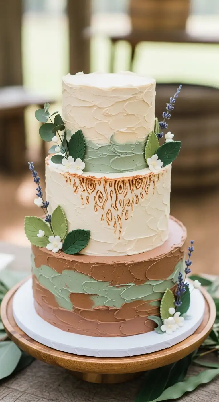 Neutral Ombre Wedding Cake Design Earth Toned Rustic Wedding Cake