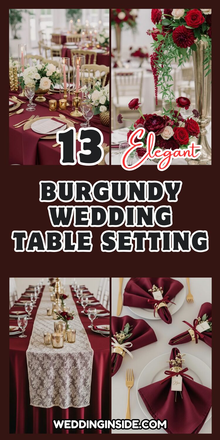 Burgundy Wedding Table Setting: 13 Ideas for Elegant Vibes 2 Burgundy Wedding Table Setting