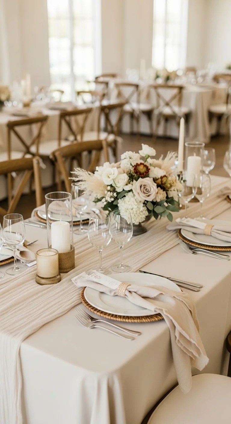 11 Wedding Table Setting Ideas for a Beautiful Reception 5 Classic Neutral Table Settings with Soft Textures