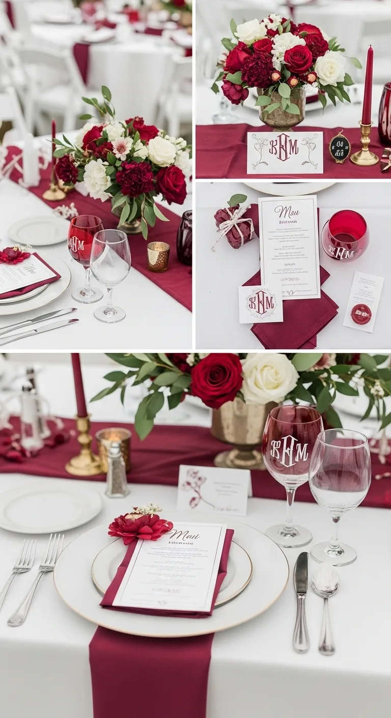Burgundy Wedding Table Setting: 13 Ideas for Elegant Vibes 17 Personalized Burgundy Touches