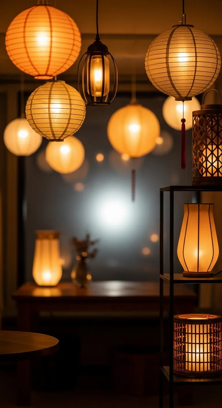 Ombre Rusty Orange Wedding Cake Soft Background Lighting and Lantern Decor