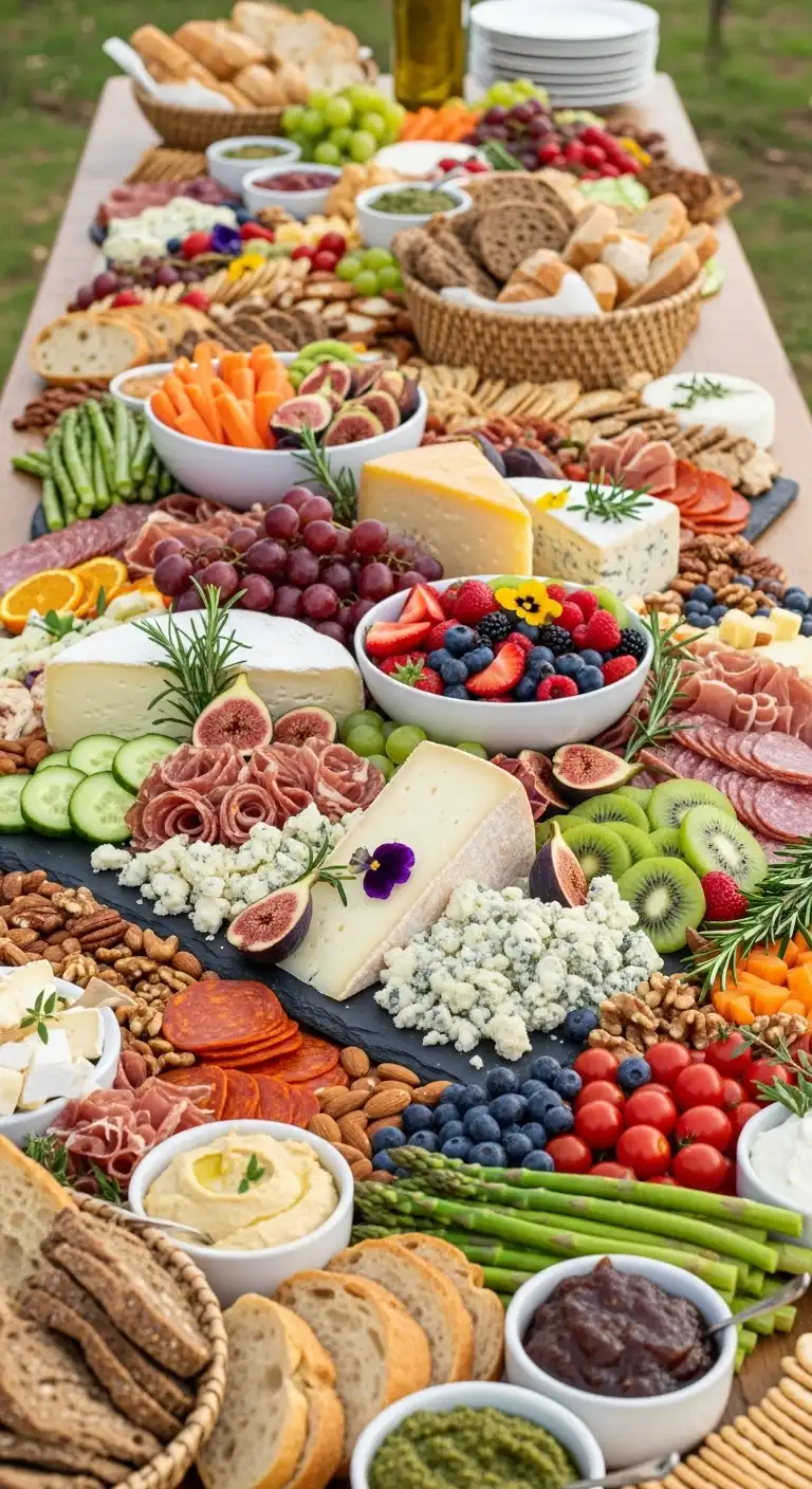 Ombre Rusty Orange Wedding Cake Grazing Table With Seasonal Ingredients