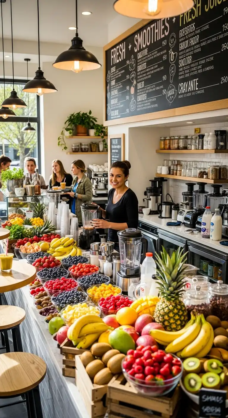 Ombre Rusty Orange Wedding Cake Fresh Fruit and Smoothie Bar