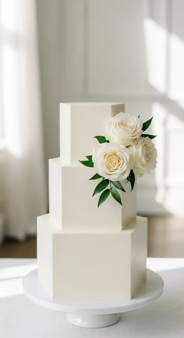 Ombre Rusty Orange Wedding Cake Minimalist White Buttercream Elegance