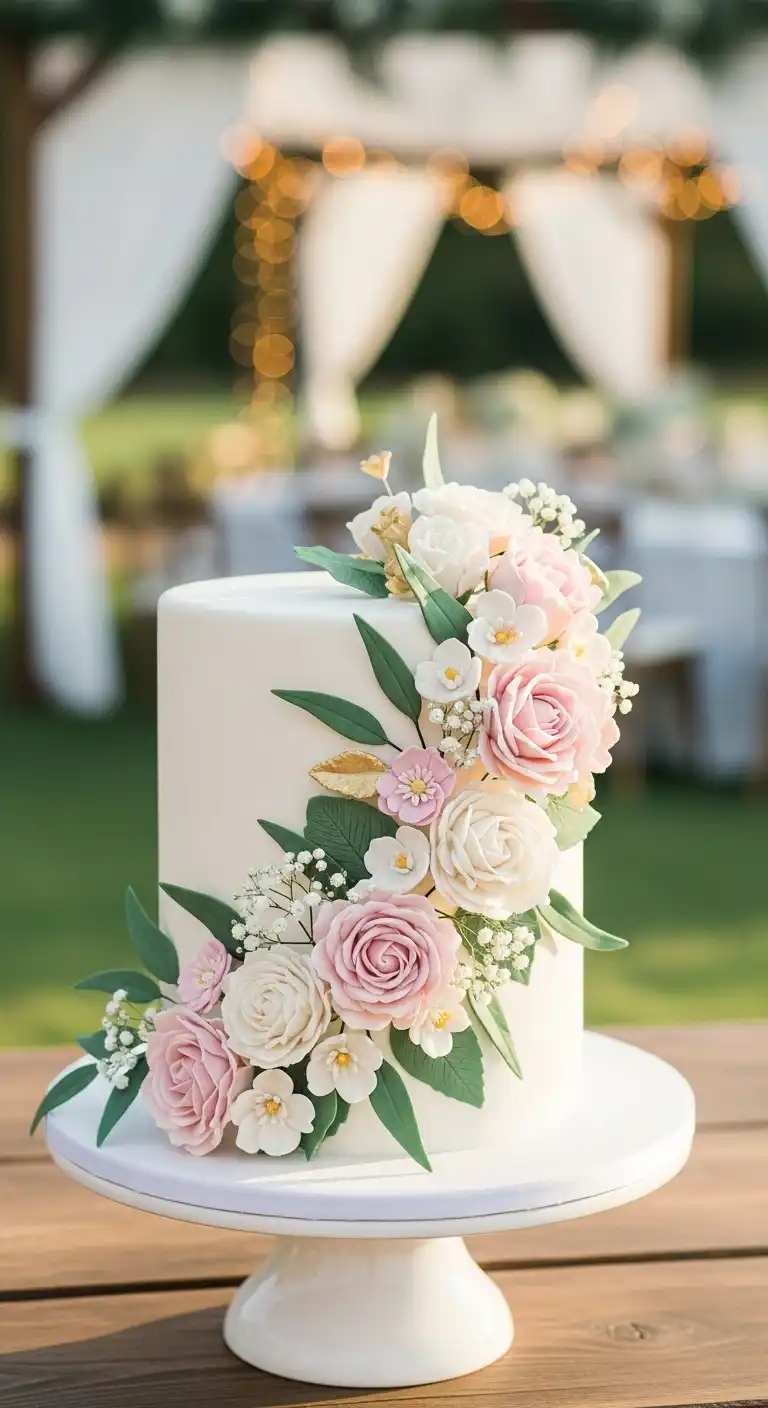 Ombre Rusty Orange Wedding Cake Single Tier Statement Cake