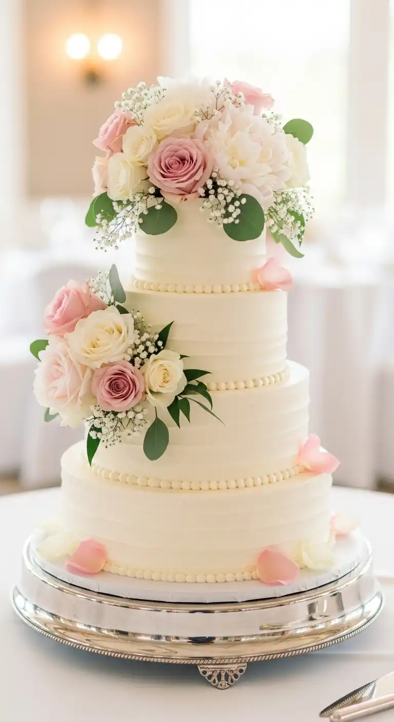 Ombre Rusty Orange Wedding Cake Floral Topped Buttercream Beauty