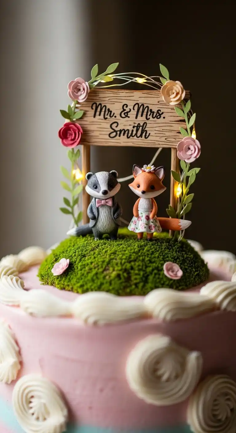 Ombre Rusty Orange Wedding Cake Whimsical Cake Topper Focus