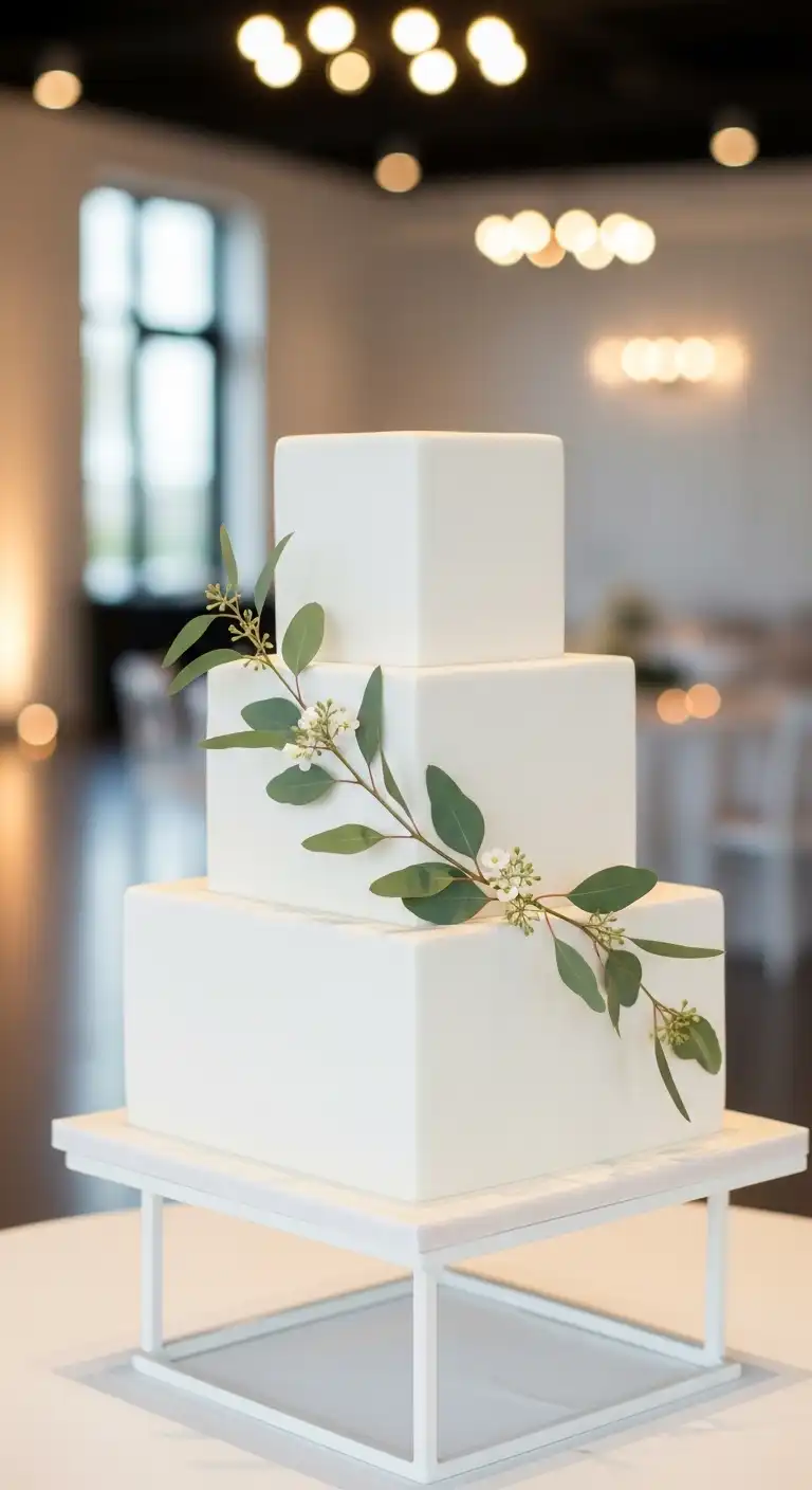 Ombre Rusty Orange Wedding Cake Square Cake for Modern Style