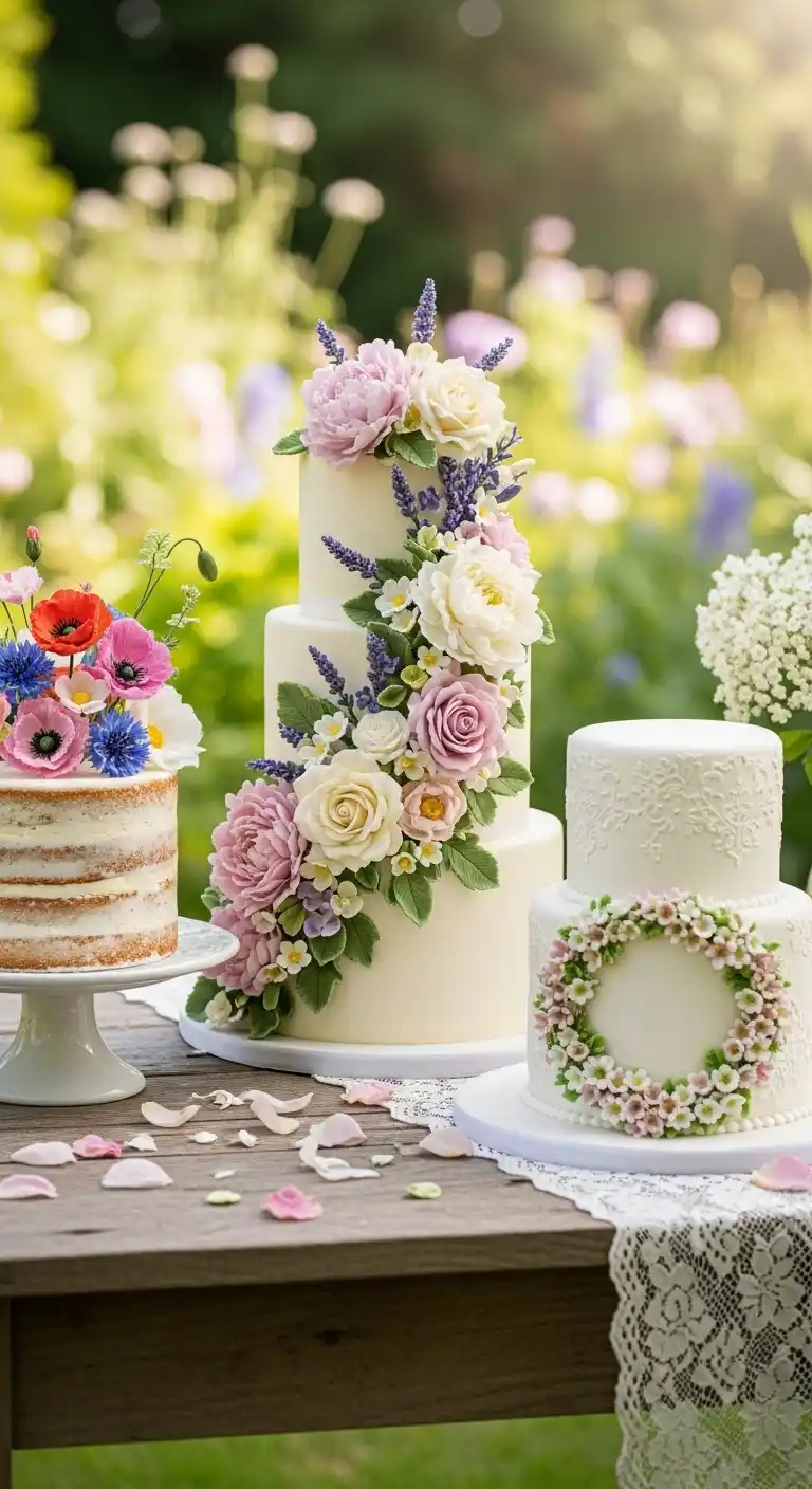 Ombre Rusty Orange Wedding Cake Floral Cascade Cakes Inspired by Countryside Gardens