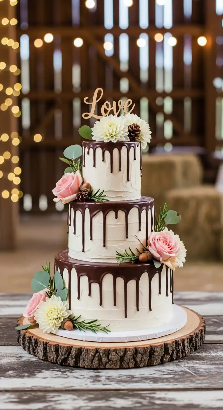 Ombre Rusty Orange Wedding Cake Barn Wedding Cake Ideas: Rustic Drip Cakes With Natural Touches