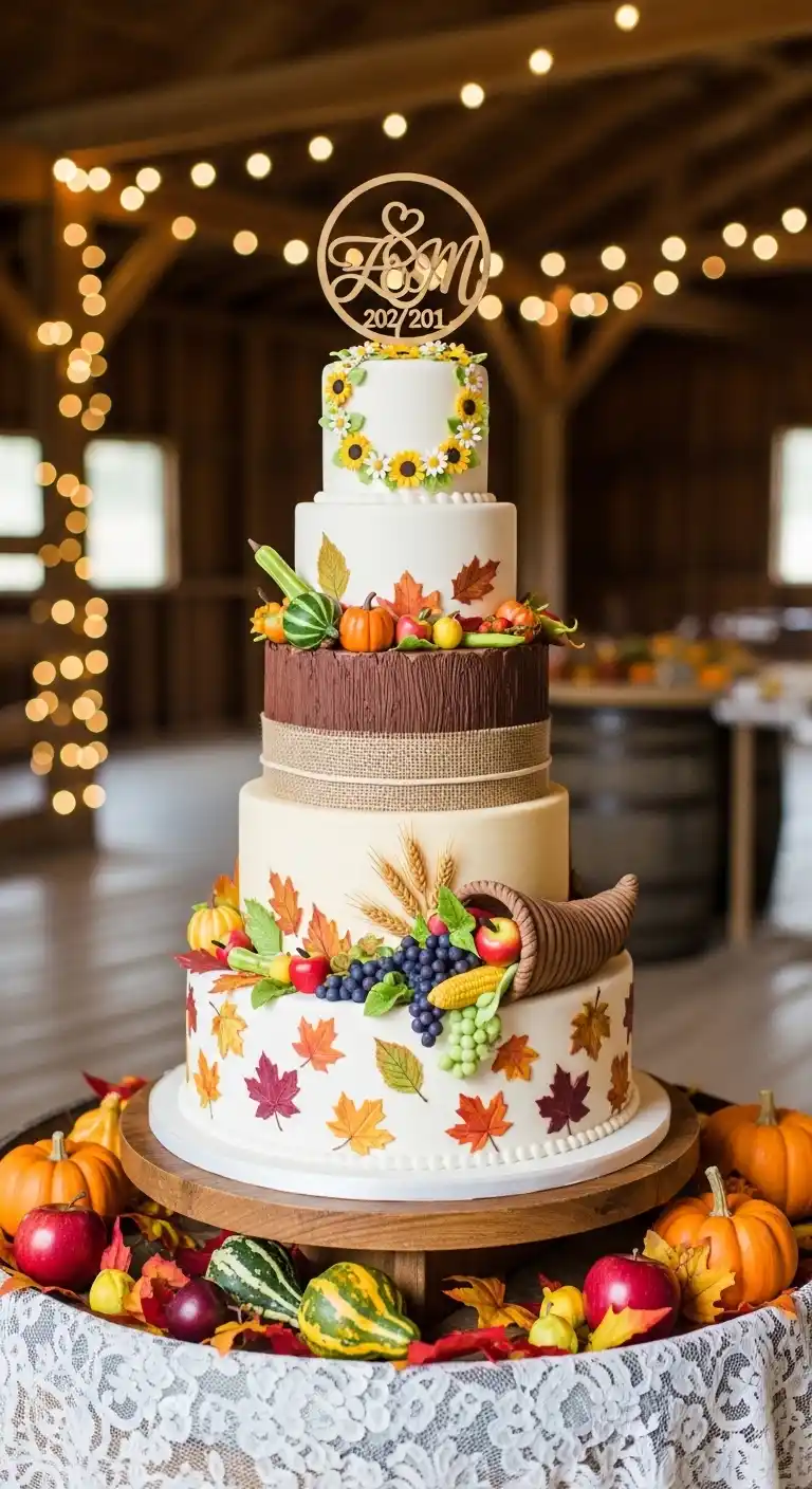 Ombre Rusty Orange Wedding Cake Barn Wedding Cake Ideas: Seasonal Harvest Themed Multi Tier Cakes