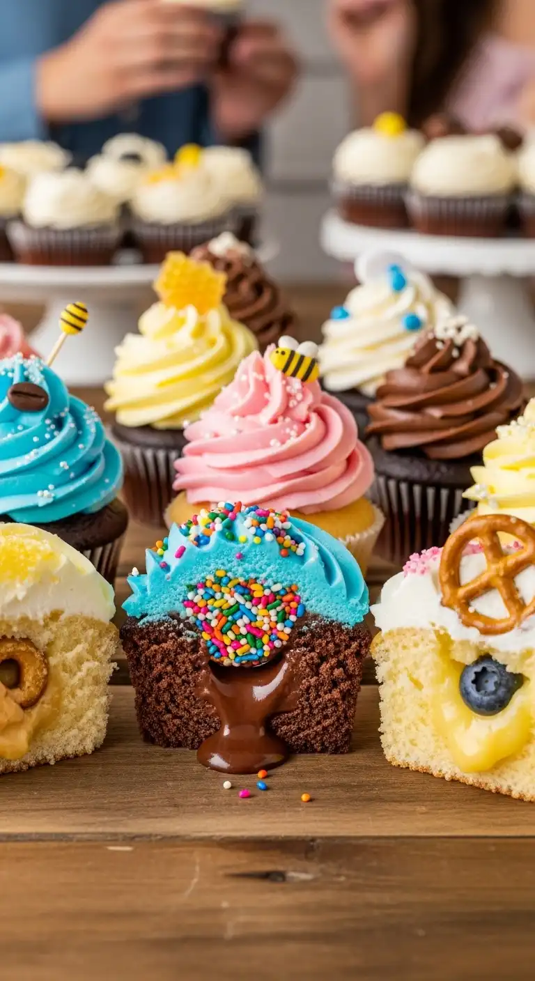 Ombre Rusty Orange Wedding Cake Surprise-Filled Cupcakes