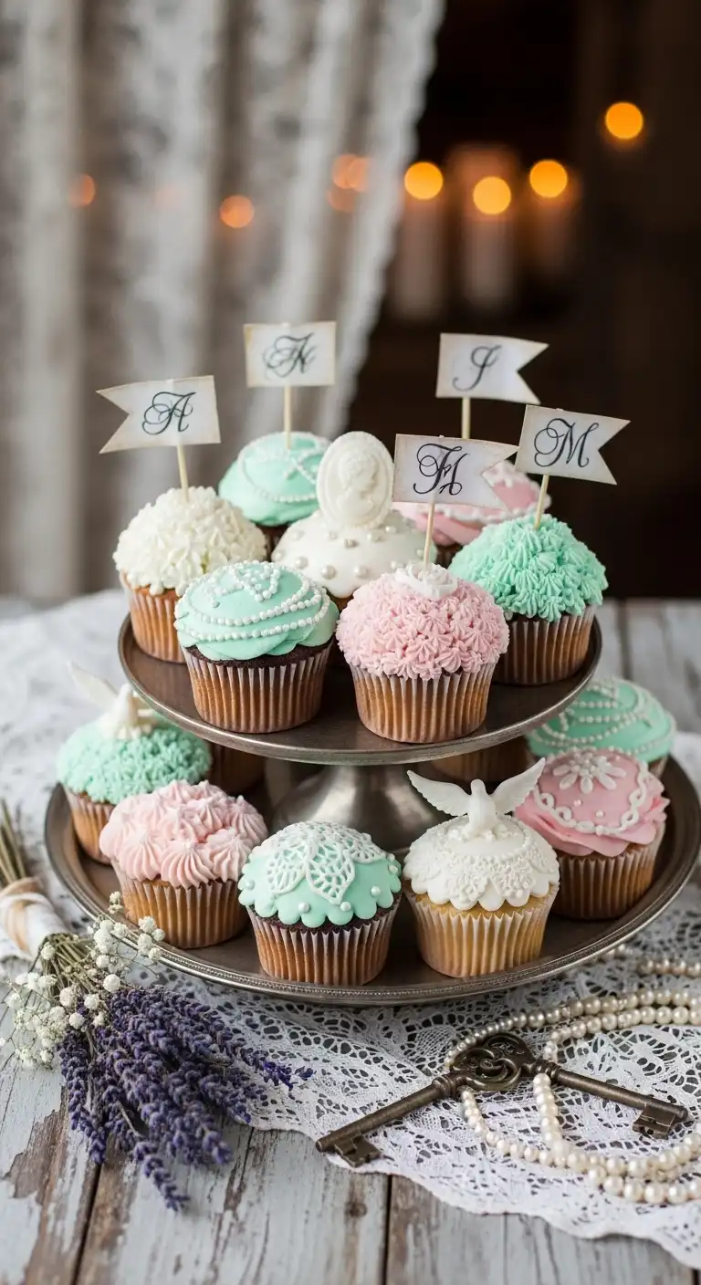 Ombre Rusty Orange Wedding Cake Vintage-Inspired Wedding Cupcakes