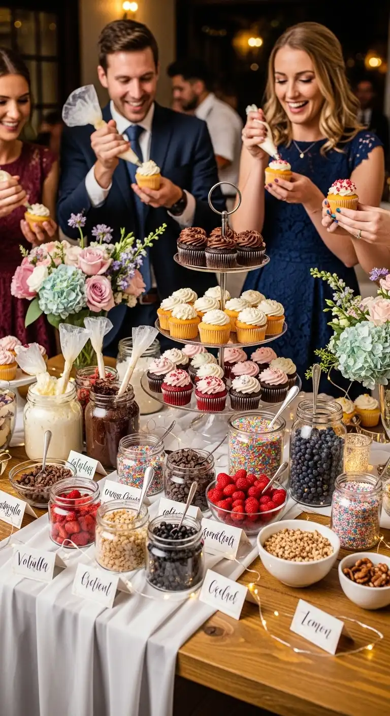 Ombre Rusty Orange Wedding Cake Interactive Cupcake Stations
