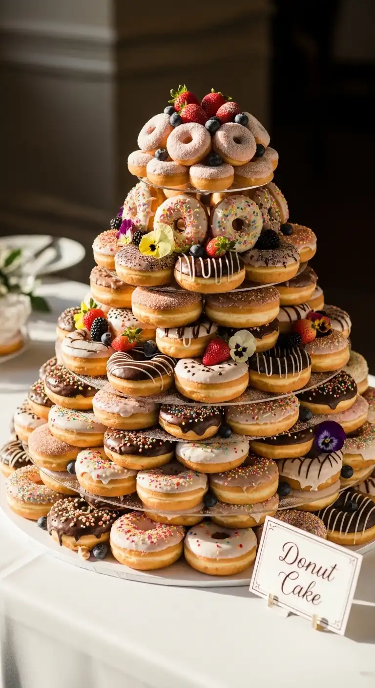 Ombre Rusty Orange Wedding Cake Style Donut Displays