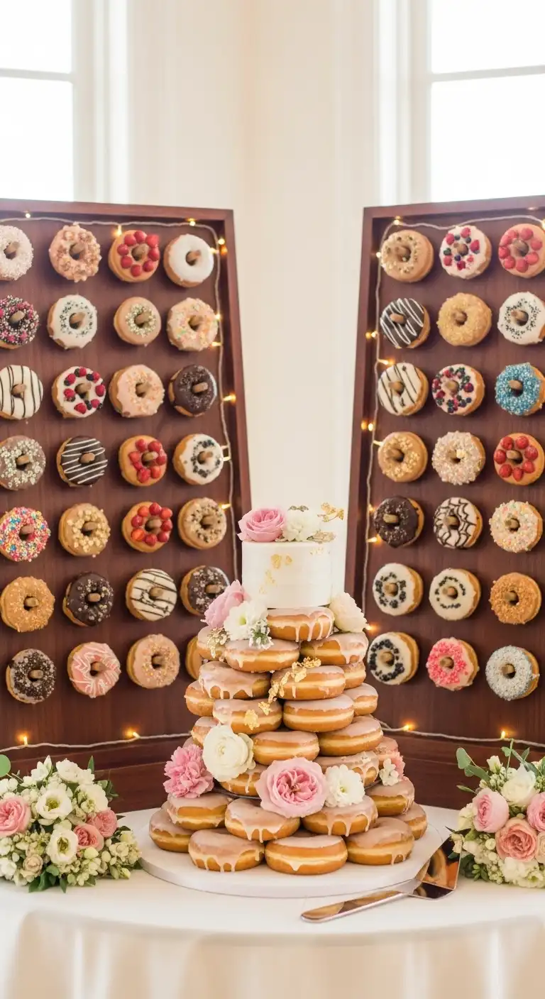Ombre Rusty Orange Wedding Cake Donut Wedding Cake Ideas Featuring Elegant Donut Walls