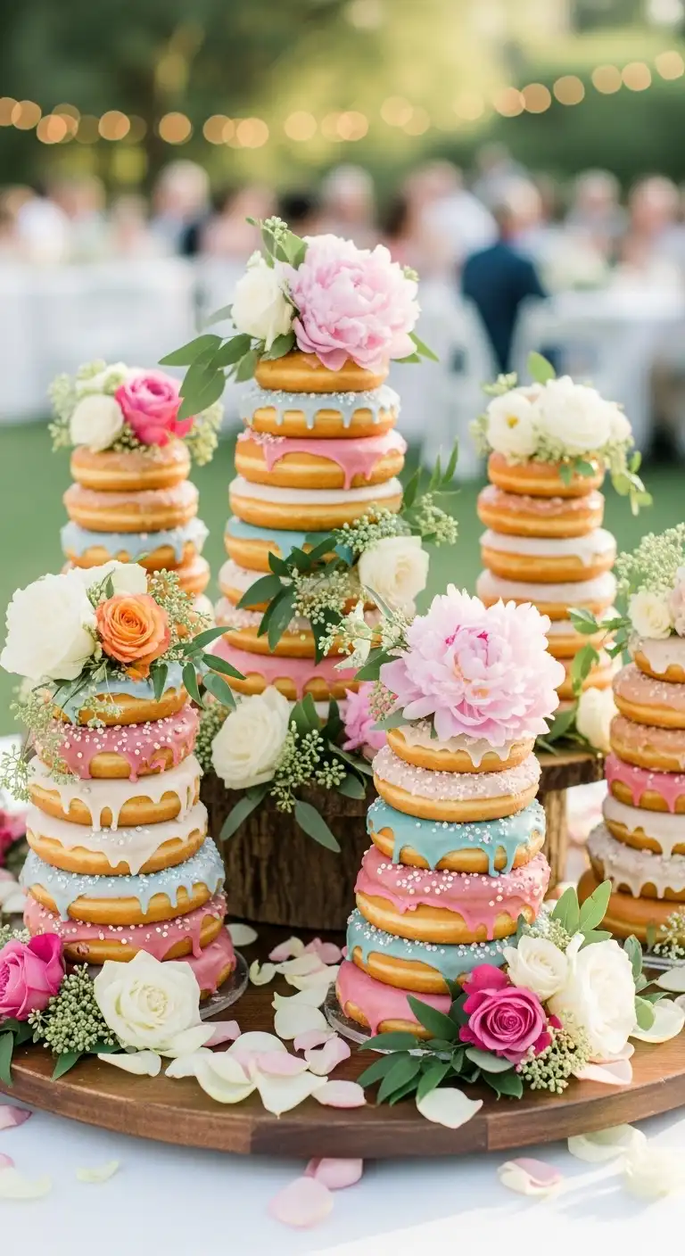 Ombre Rusty Orange Wedding Cake Donut Wedding Cake Ideas With Floral Topped Donut Towers