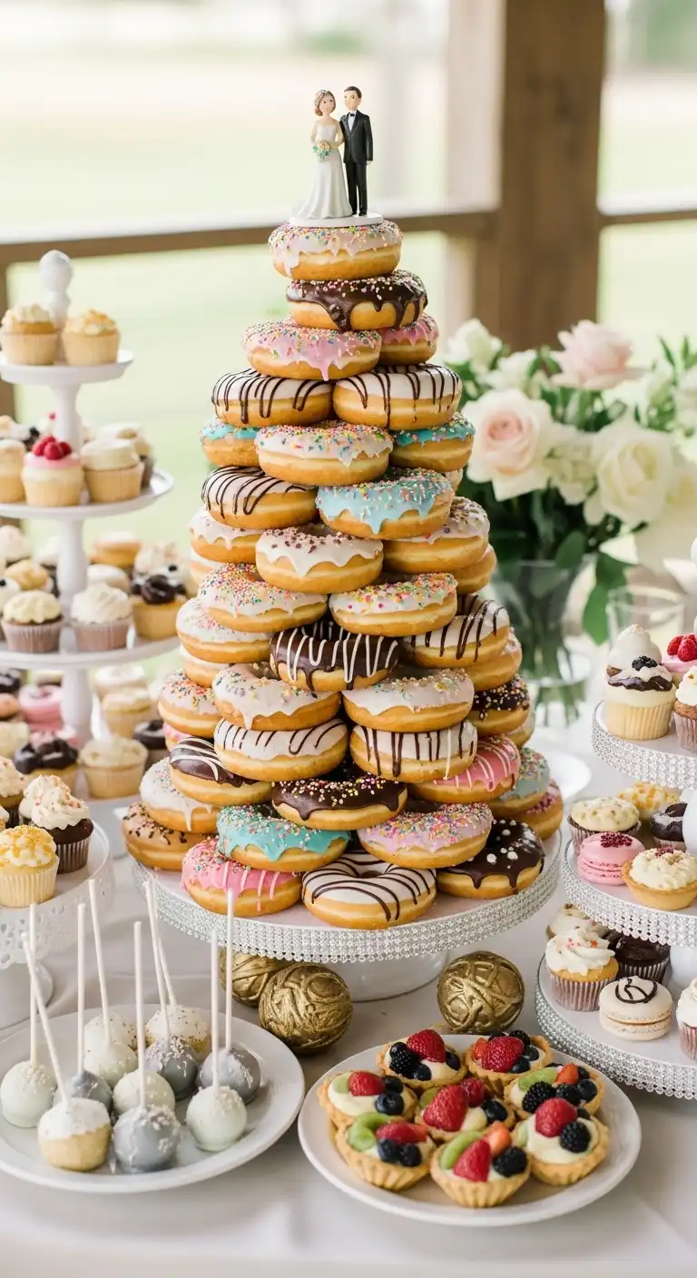 Ombre Rusty Orange Wedding Cake Donut Wedding Cake Ideas With Mixed Dessert Tower Combos