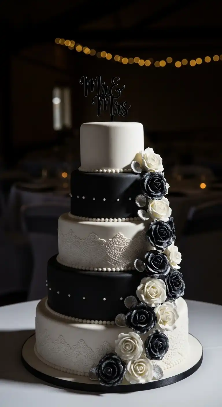 Ombre Rusty Orange Wedding Cake Black and White Wedding Cakes