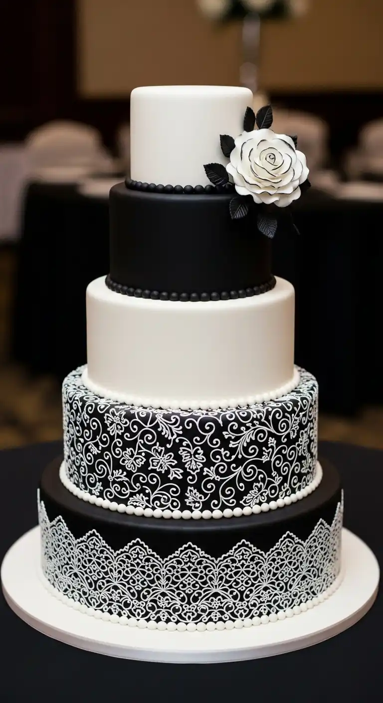 Ombre Rusty Orange Wedding Cake Perfect Black and White Wedding Cake