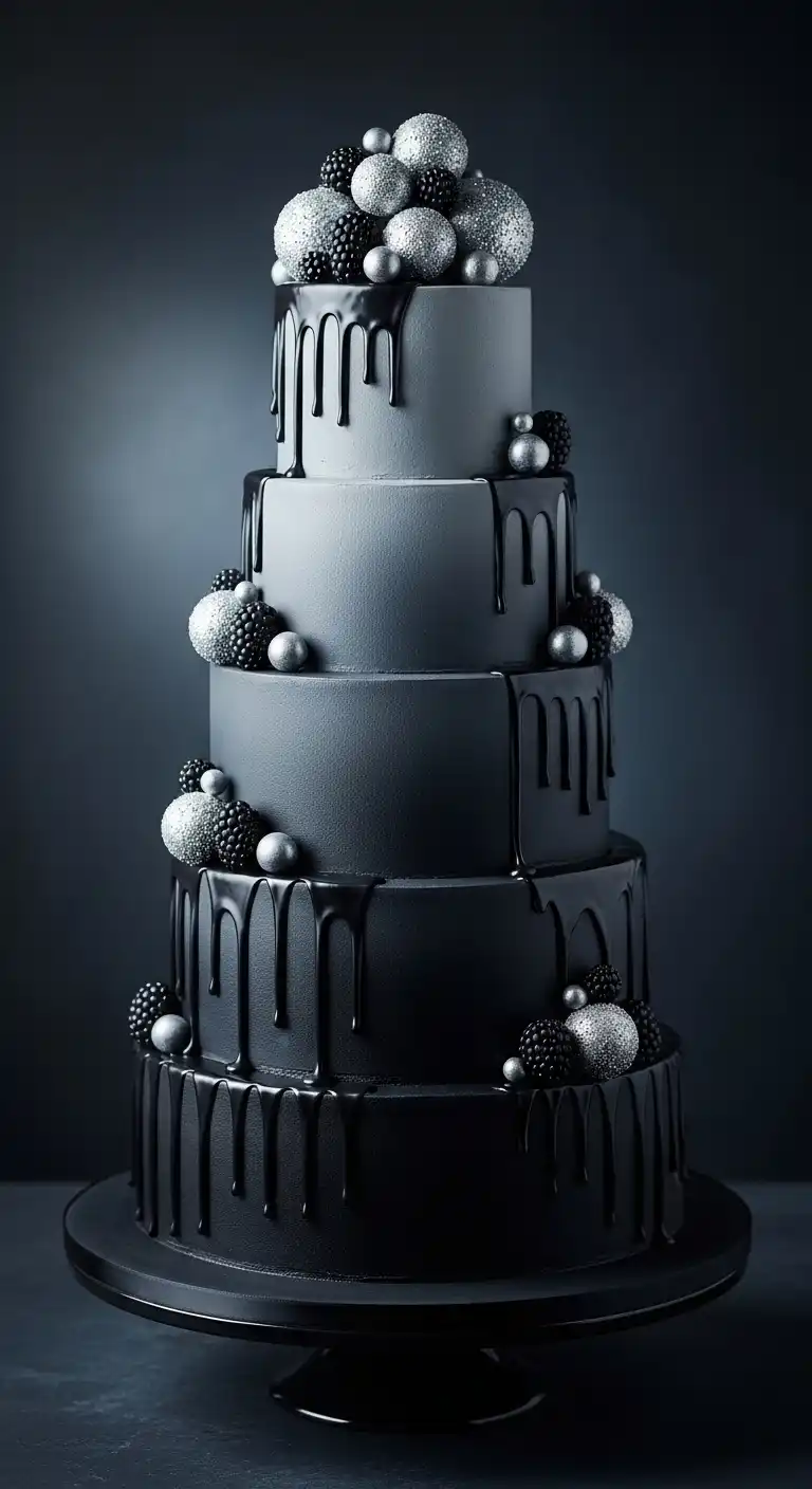 Ombre Rusty Orange Wedding Cake Black Ombre Drip Cake