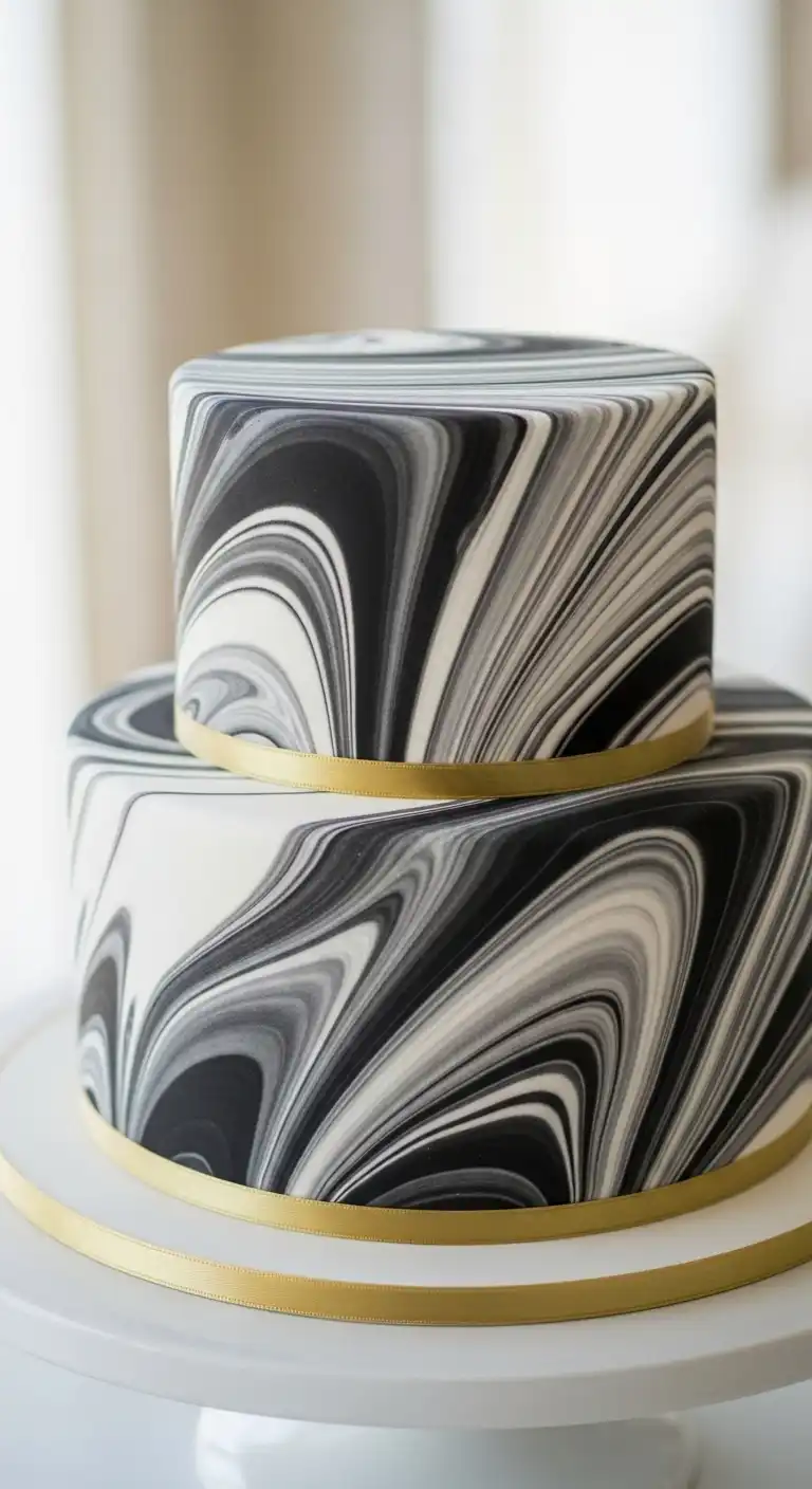 Ombre Rusty Orange Wedding Cake Marble Effect Cake