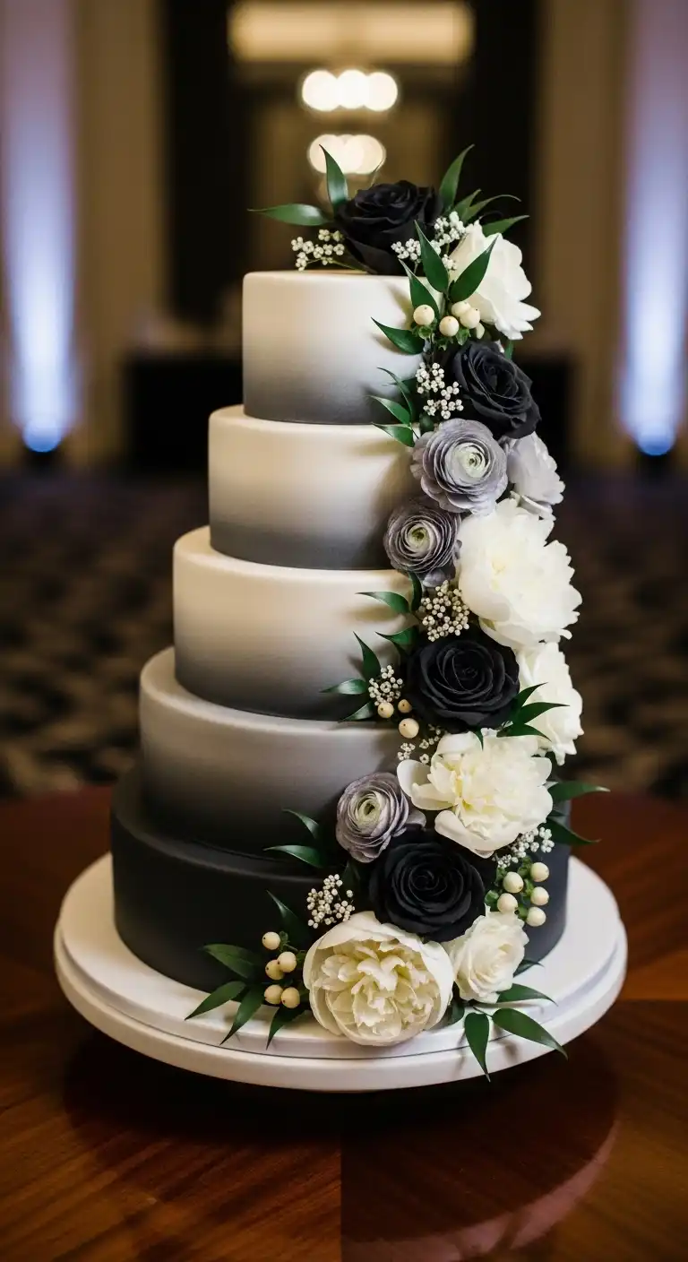 Ombre Rusty Orange Wedding Cake Ombre Floral Cascade Cake