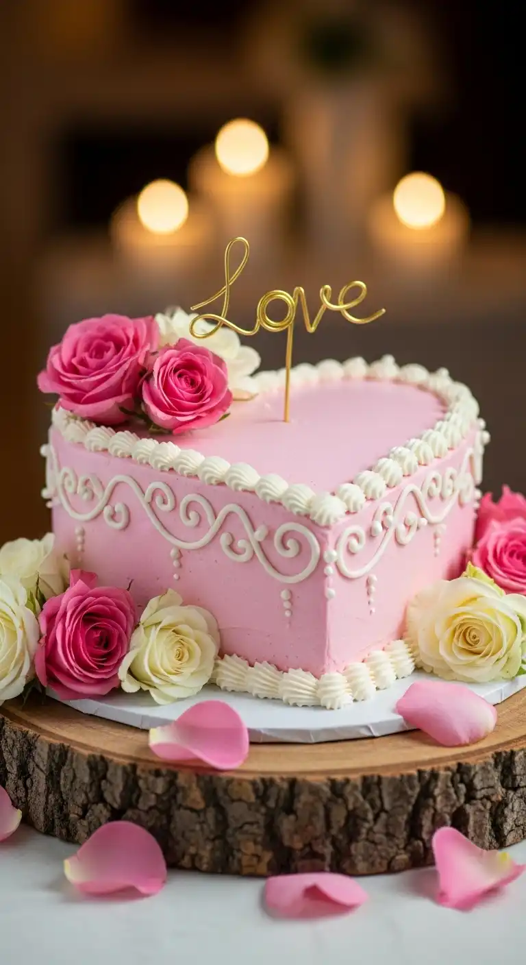 Ombre Rusty Orange Wedding Cake Single Tier Romantic Heart Cake