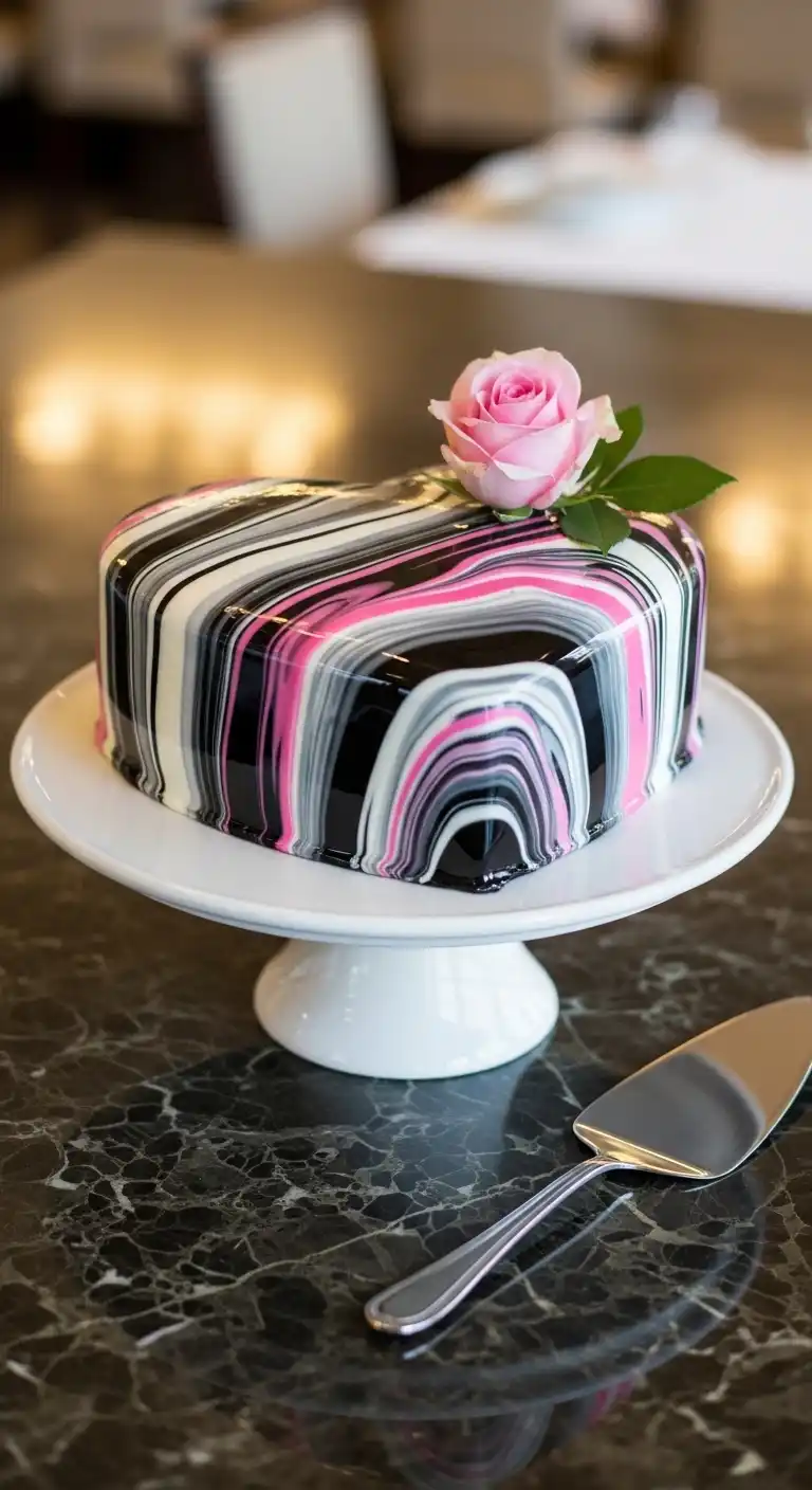 Ombre Rusty Orange Wedding Cake Marble Heart Cake